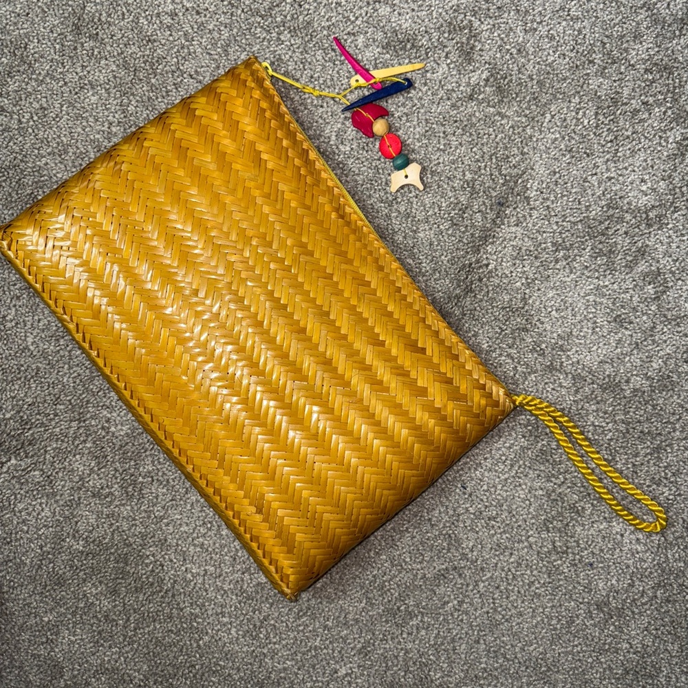Woven Tan Clutch Bag